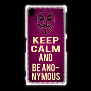 Coque Sony Xpéria Z1 Keep Calm and Be Anonymous Rose