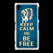 Coque Sony Xpéria Z1 Keep Calm and Be Free Bleu