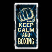 Coque Sony Xpéria Z1 Keep Calm and Boxing Bleu