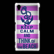 Coque Sony Xpéria Z1 Keep Calm and Think Beach Rose