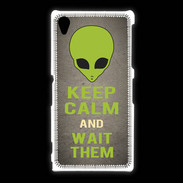 Coque Sony Xpéria Z1 Keep Calm and Wait Alien Gris