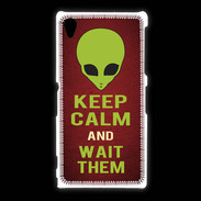 Coque Sony Xpéria Z1 Keep Calm and Wait Alien Rouge