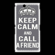 Coque Sony Xpéria Z Ultra Keep Calm Call friend Gris