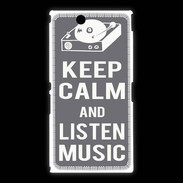 Coque Sony Xpéria Z Ultra Keep Calm Listen music Gris
