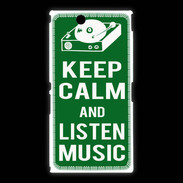 Coque Sony Xpéria Z Ultra Keep Calm Listen music Vert