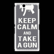 Coque Sony Xpéria Z Ultra Keep Calm Take a gun Gris