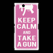 Coque Sony Xpéria Z Ultra Keep Calm Take a gun Rose