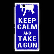 Coque Sony Xpéria Z Ultra Keep Calm Take a gun Bleu