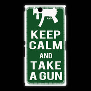 Coque Sony Xpéria Z Ultra Keep Calm Take a gun Vert