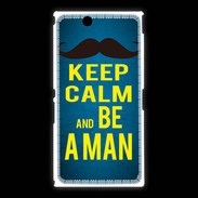 Coque Sony Xpéria Z Ultra Keep Calm Be a Man Bleu
