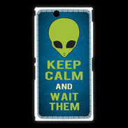 Coque Sony Xpéria Z Ultra Keep Calm and Wait Alien Bleu