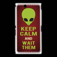 Coque Sony Xpéria Z Ultra Keep Calm and Wait Alien Rouge