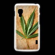 Coque LG L5 2 Feuille de cannabis sur toile beige