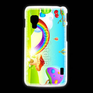 Coque LG L5 2 Cartoon nature et arc en ciel