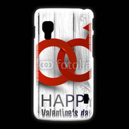 Coque LG L5 2 Saint valentin sur fond bois
