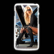 Coque LG L5 2 Femme blonde sexy voiture noire 5