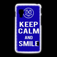 Coque LG L5 2 Keep Calm Smile Bleu