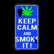Coque LG L5 2 Keep Calm Smoke it Bleu
