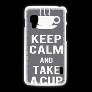 Coque LG L5 2 Keep Calm Take a cup Gris