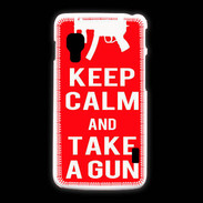 Coque LG L5 2 Keep Calm Take a gun Rouge