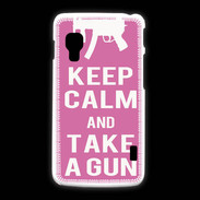 Coque LG L5 2 Keep Calm Take a gun Rose