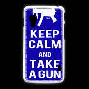 Coque LG L5 2 Keep Calm Take a gun Bleu