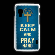 Coque LG L5 2 Keep Calm and Pray Christian Bleu