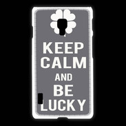 Coque LG L7 2 Keep Calm Be lucky Gris