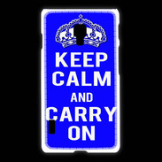 Coque LG L7 2 Keep Calm Carry on Bleu