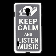 Coque LG L7 2 Keep Calm Listen music Gris