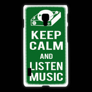 Coque LG L7 2 Keep Calm Listen music Vert
