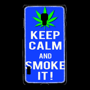 Coque LG L7 2 Keep Calm Smoke it Bleu