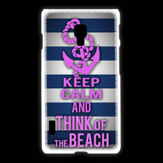 Coque LG L7 2 Keep Calm and Think Beach Bleu
