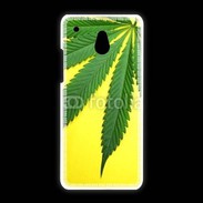 Coque HTC One Mini Feuille de cannabis sur fond jaune
