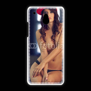 Coque HTC One Mini Charmante brune avec casquette rouge