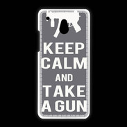 Coque HTC One Mini Keep Calm Take a gun Gris