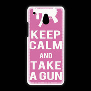 Coque HTC One Mini Keep Calm Take a gun Rose