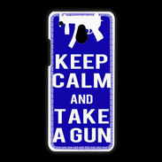 Coque HTC One Mini Keep Calm Take a gun Bleu