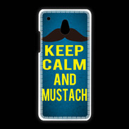 Coque HTC One Mini Keep Calm and Mustach Bleu