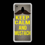 Coque HTC One Mini Keep Calm and Mustach Gris