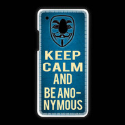 Coque HTC One Mini Keep Calm and Be Anonymous Bleu