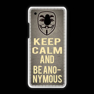 Coque HTC One Mini Keep Calm and Be Anonymous Gris