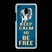 Coque HTC One Mini Keep Calm and Be Free Bleu