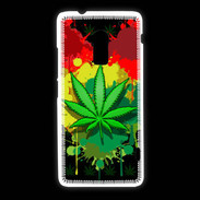 Coque HTC One Max Feuille de cannabis et cœur Rasta
