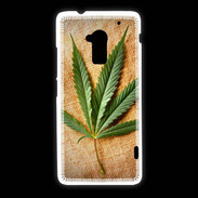 Coque HTC One Max Feuille de cannabis sur toile beige