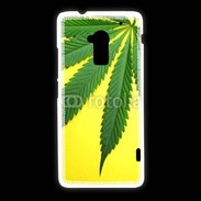 Coque HTC One Max Feuille de cannabis sur fond jaune
