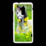 Coque HTC One Max Poney Shetland gris et blanc