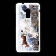 Coque HTC One Max Cheval et chien dans la neige