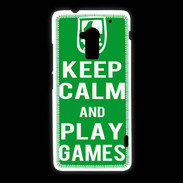 Coque HTC One Max Keep Calm Play games Vert