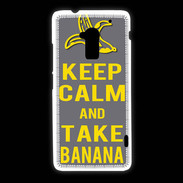 Coque HTC One Max Keep Calm Take Banana Gris